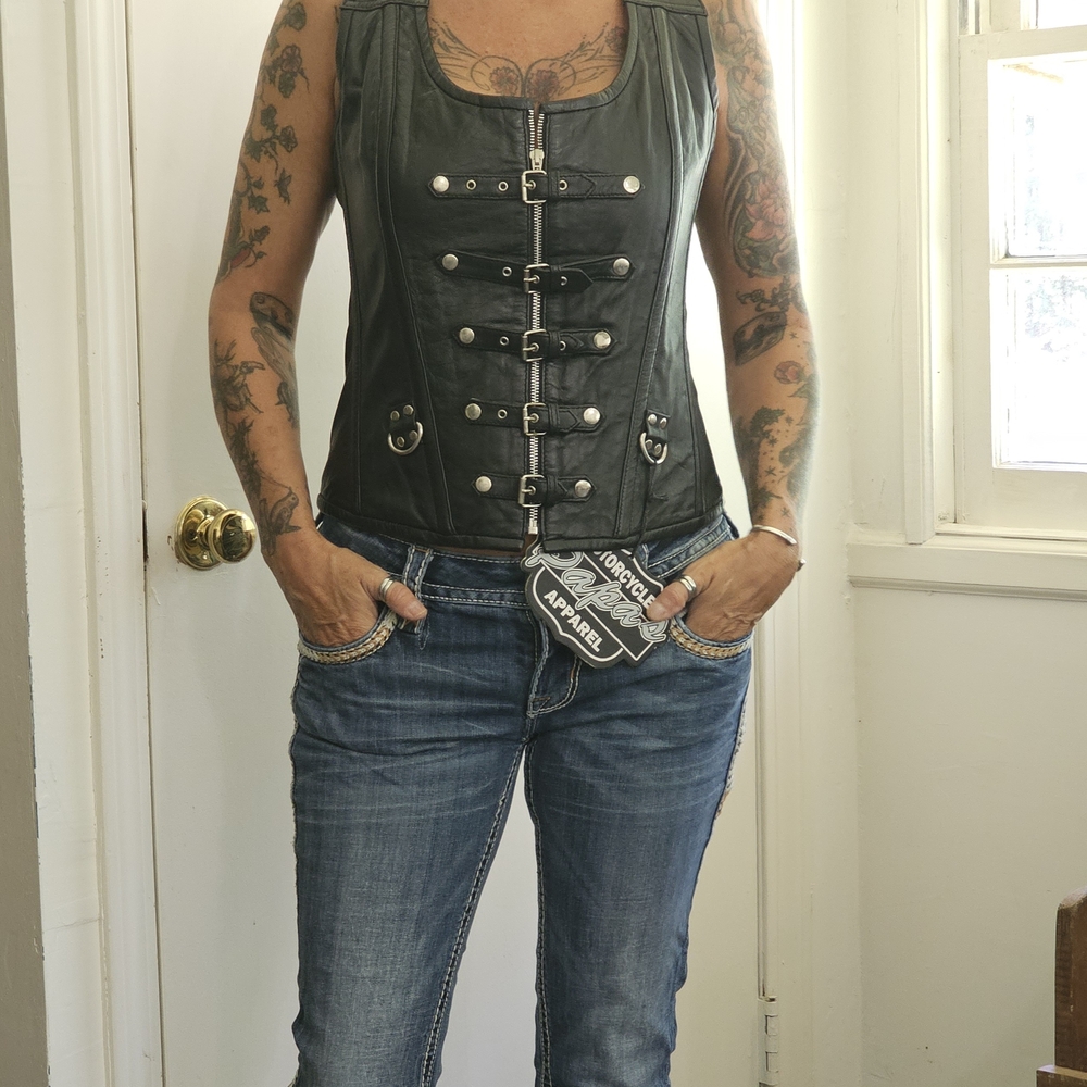 Black Leather Tank Top